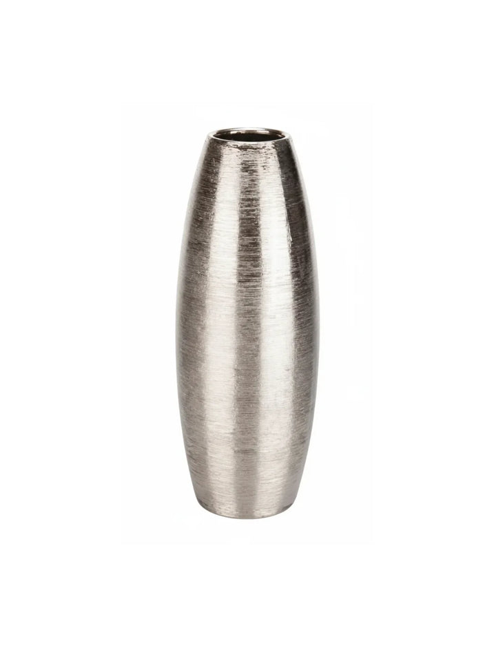 Silver Shimmer Textured Oval Vase Modern Home Décor | Sparkle Decors