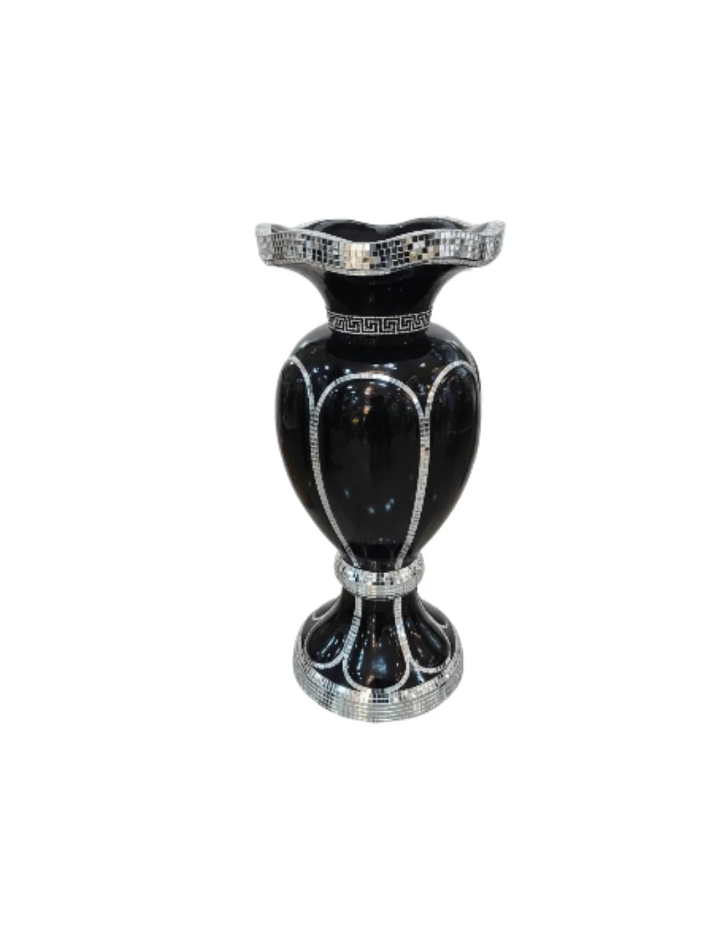 Crushed Diamond Mirrored Silver Floor Vase - Sparkle Decors