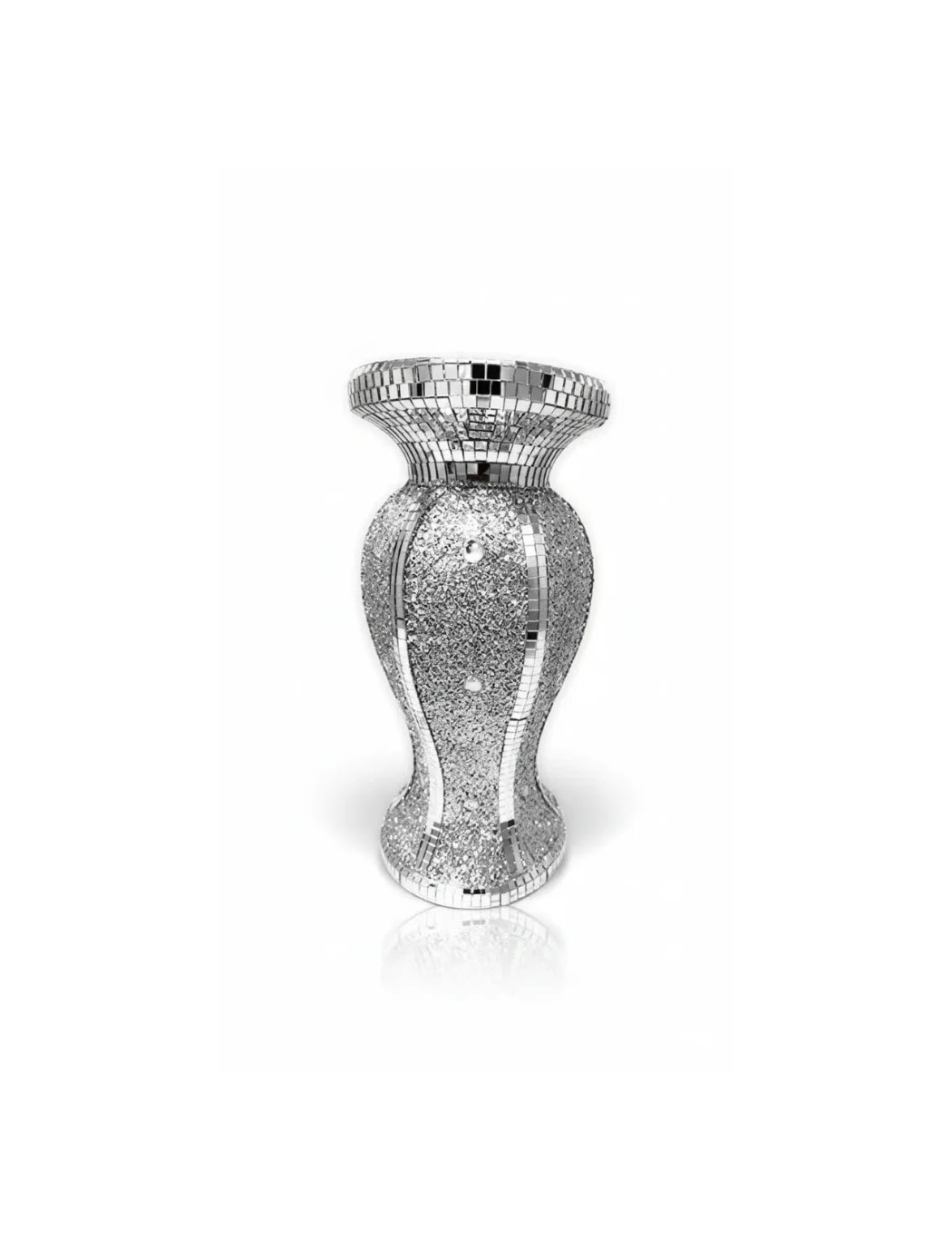 Silver & White Crushed Diamond Vase Ornament – Mirrored Sparkle Design | Sparkle Decors