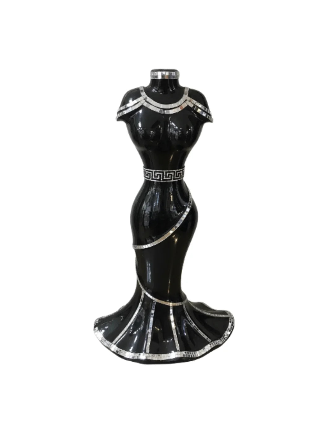 Italian Mirrored Mosaic Lady Floor Vase White Silver – Sparkle Decors