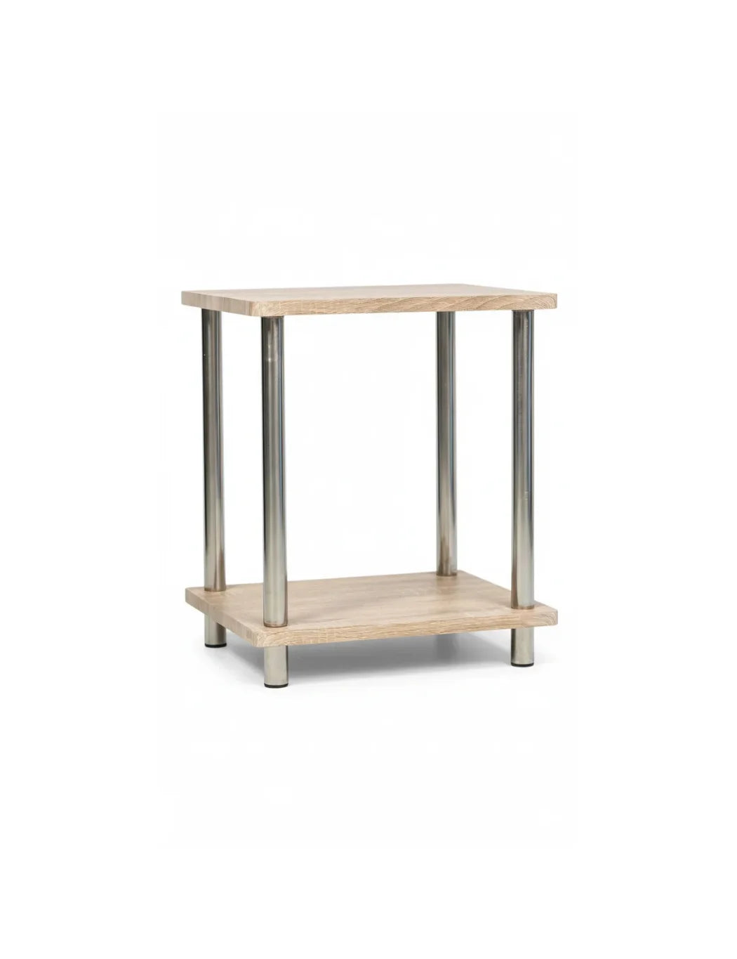 Oak 2-Tier Side Table with Metal Legs – Compact Storage Coffee Table | Sparkle Decors