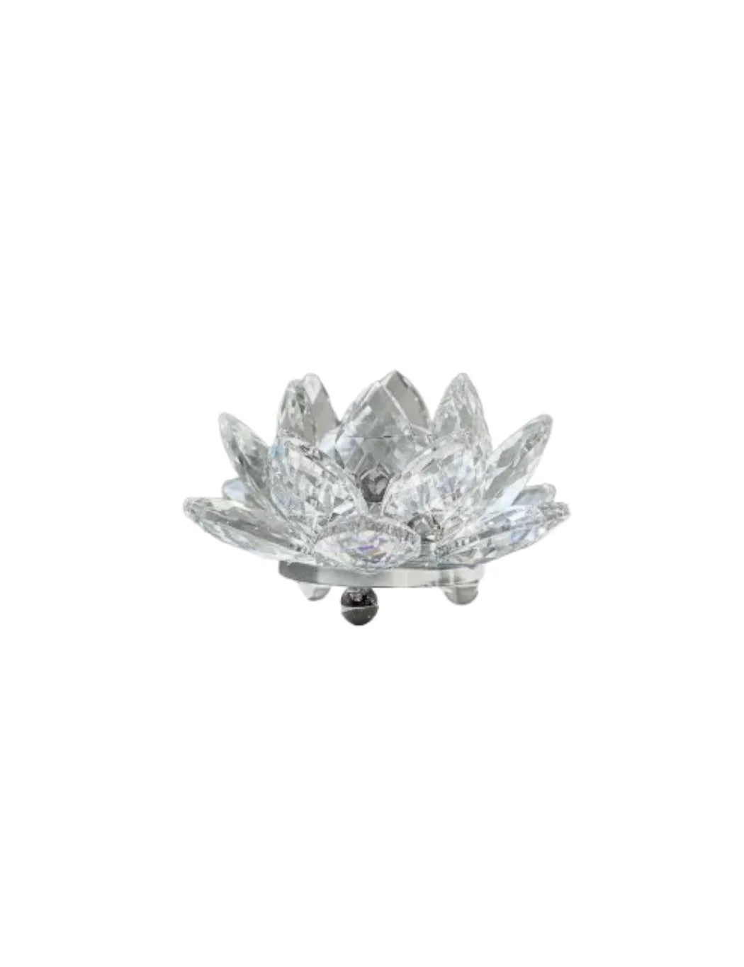 Clear Crystal Lotus Flower Ornament – Large Multi-Colour Home Décor