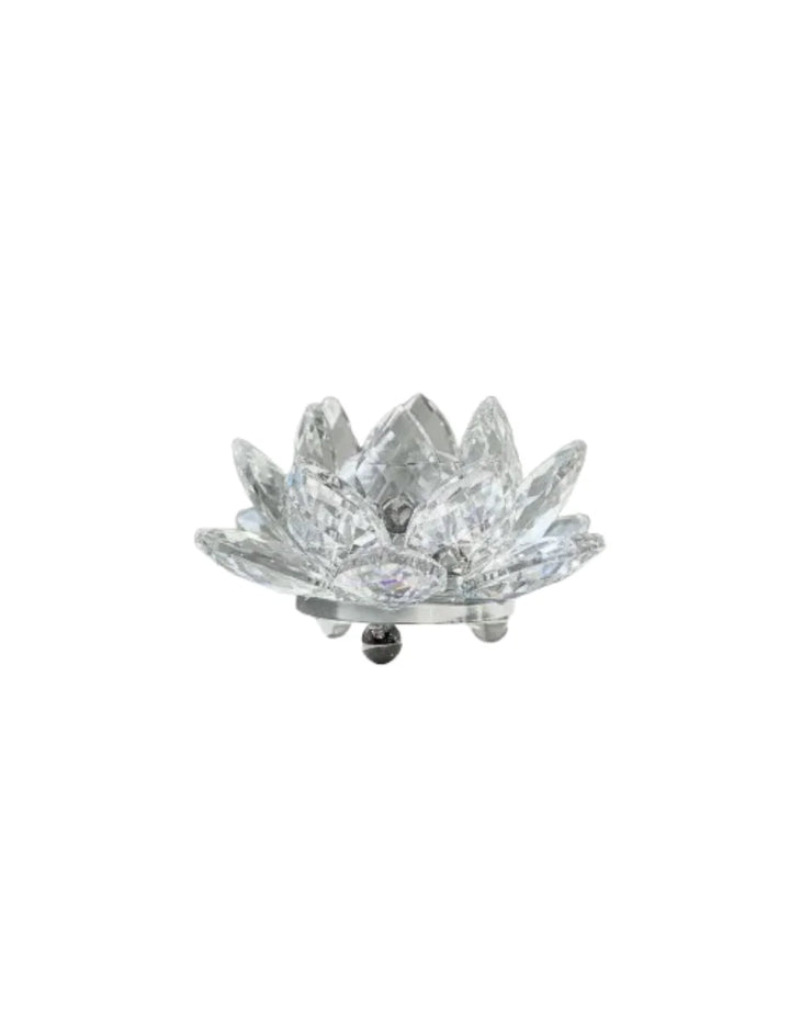 Clear Crystal Lotus Flower Ornament – Large Multi-Colour Home Décor