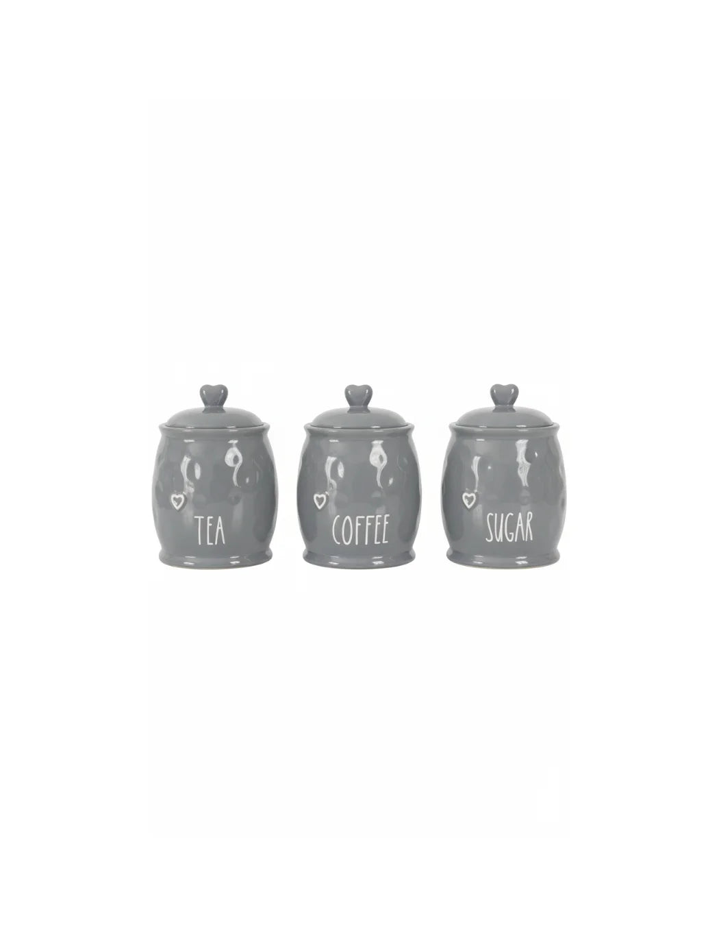 Ceramic Tea Coffee Sugar Jar Set with Heart Lids | Sparkle Decors