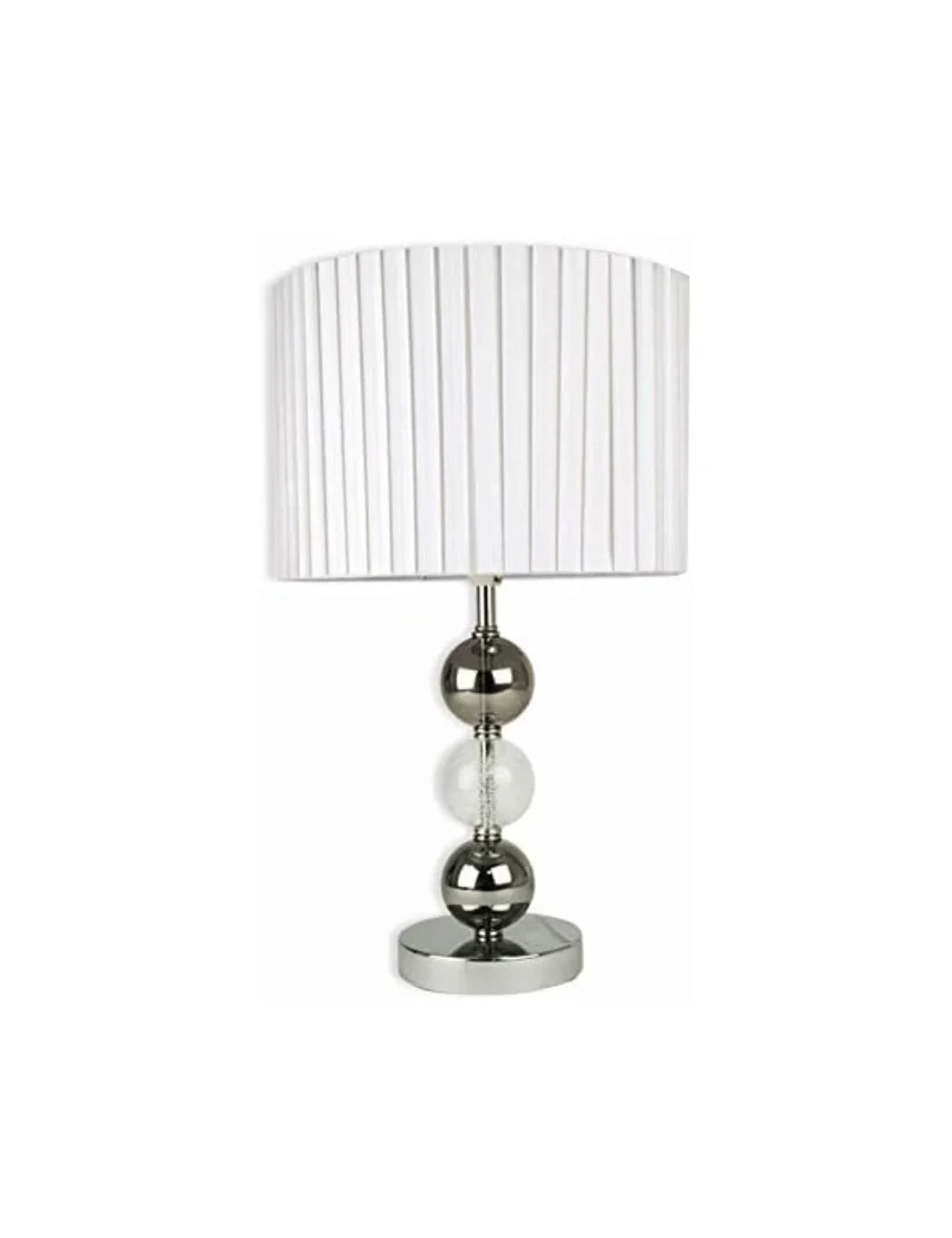 Elegant Glass Ball Table Lamp with Chrome Base – White Glass Shade
