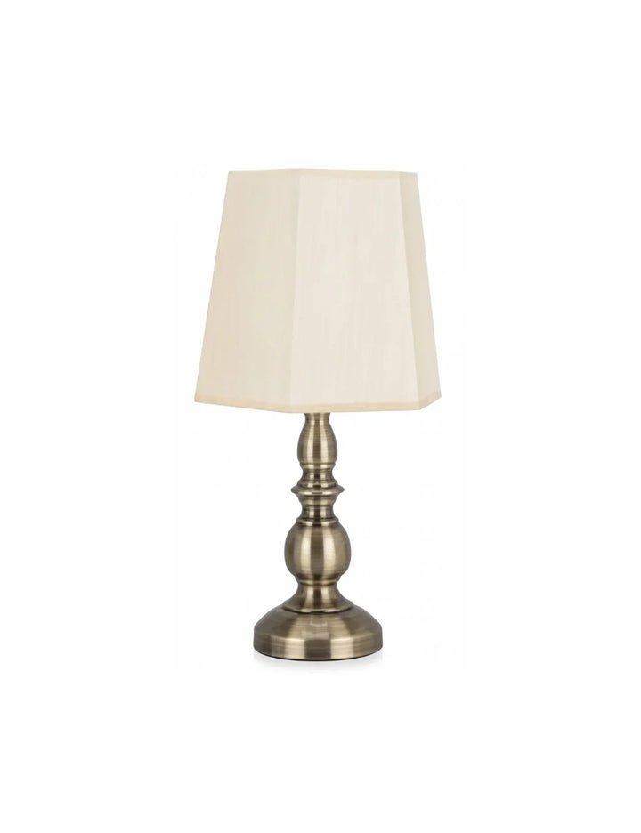 Antique Gold Table Lamp with Cream Satin Shade | Classic Home Lighting
