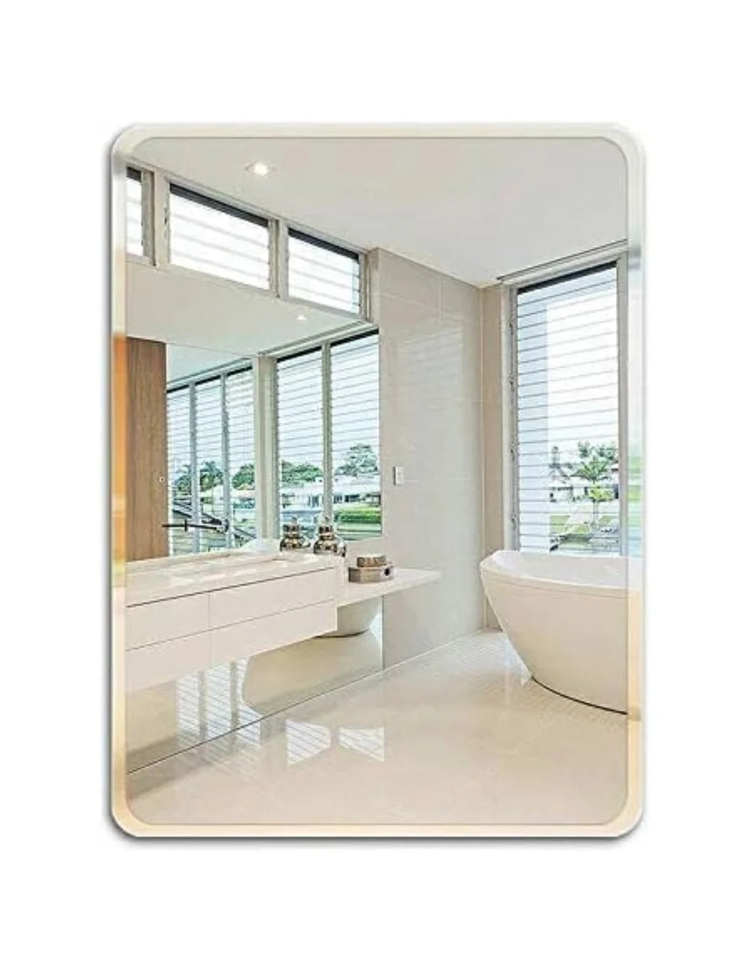 Sparkle Decors 60×45cm Frameless Wall Mirror — Rounded Corner, Polished Edge