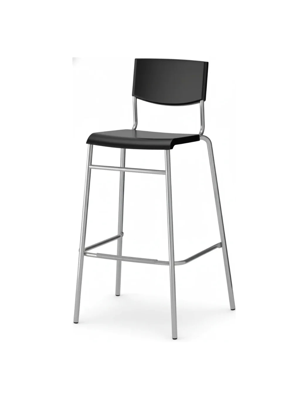 Modern Metal Bar Stool with Backrest – Silver & Black High Seat Stool