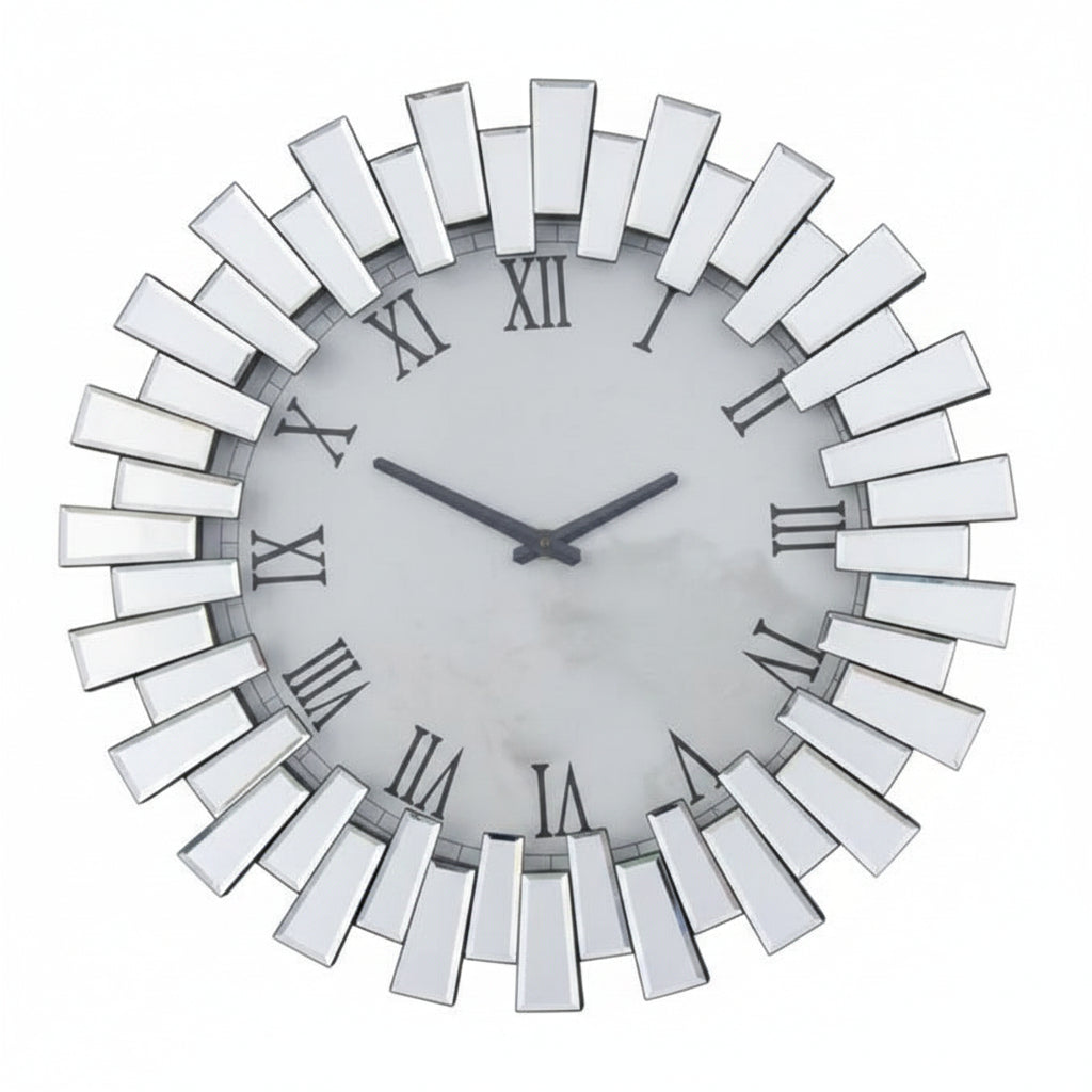 Sunburst Mirrored Wall Clock modern decorative clock