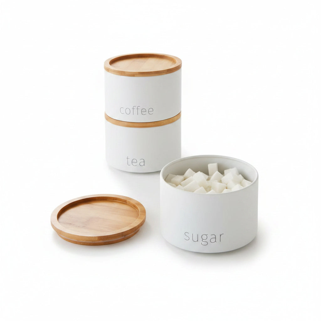 Tea coffee sugar canister set kitchen storage