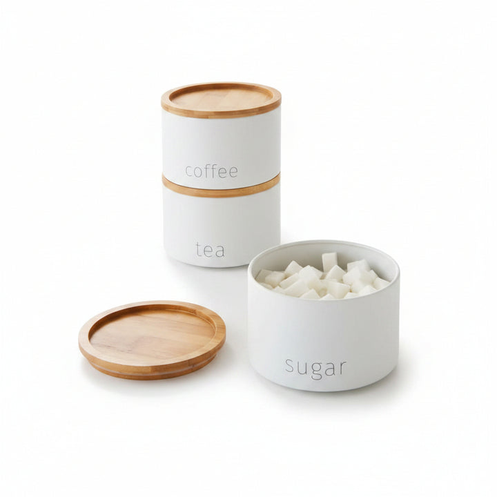 Tea coffee sugar canister set kitchen storage