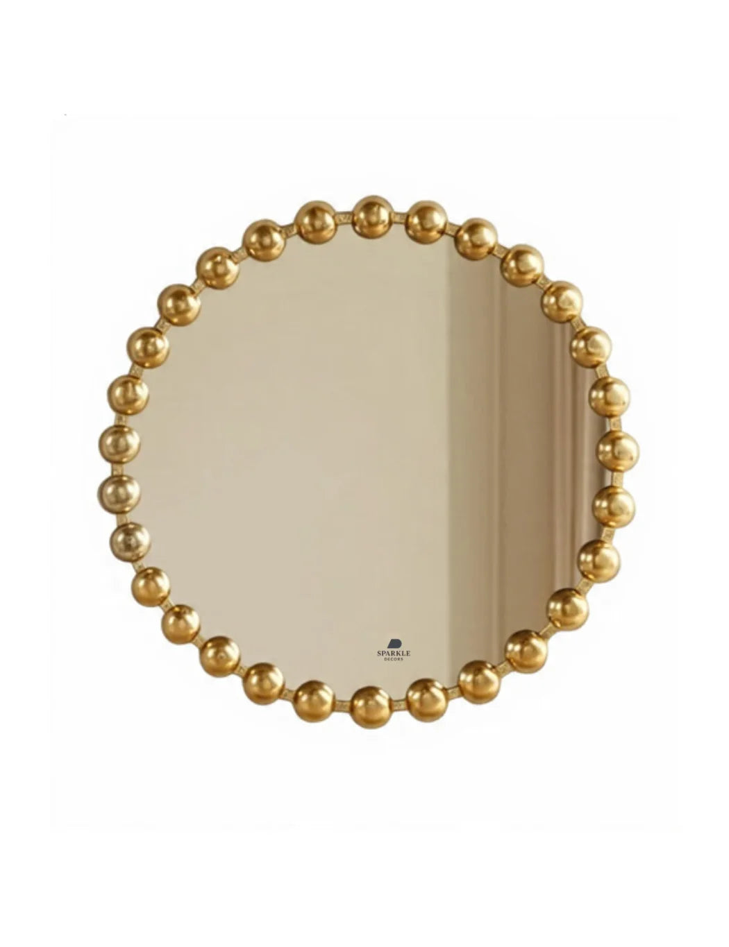 Luxury Golden Beaded Round Wall Mirror – 60cm Modern Home Accent Design | Sparkle Decors UK