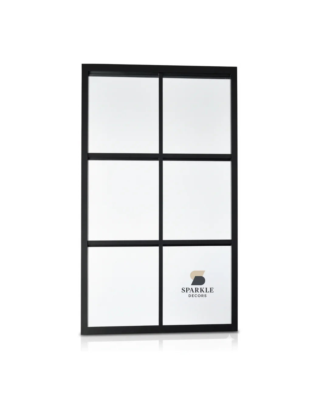 Sparkle Decors Window Style Metal Frame Mirror — 50×76 cm (Black)