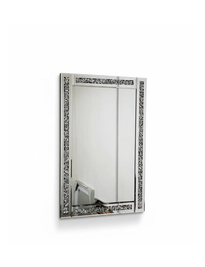 Silver Crushed Jewel Wall Mirror 60×40 cm – Luxury Diamond Crystal Décor | Sparkle Decors UK