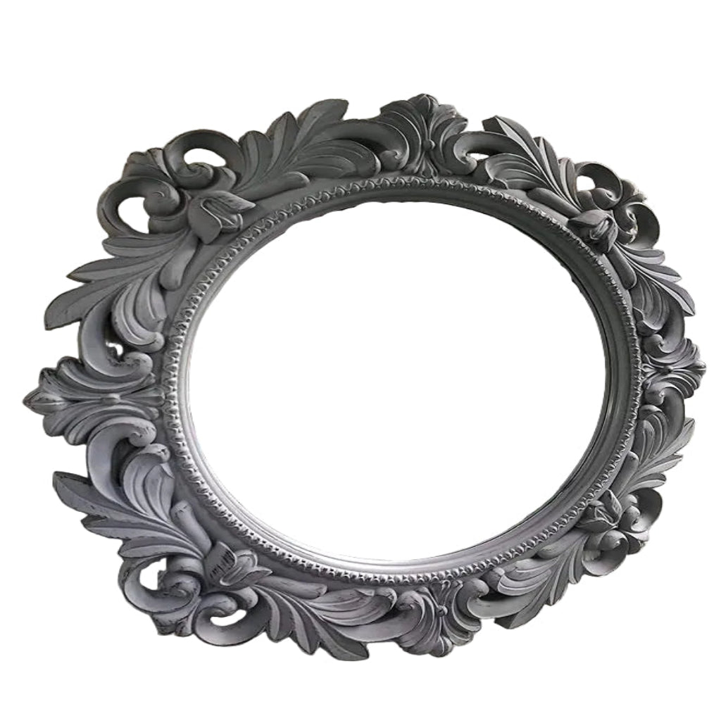 Vintage grey filigree round wall mirror 51cm