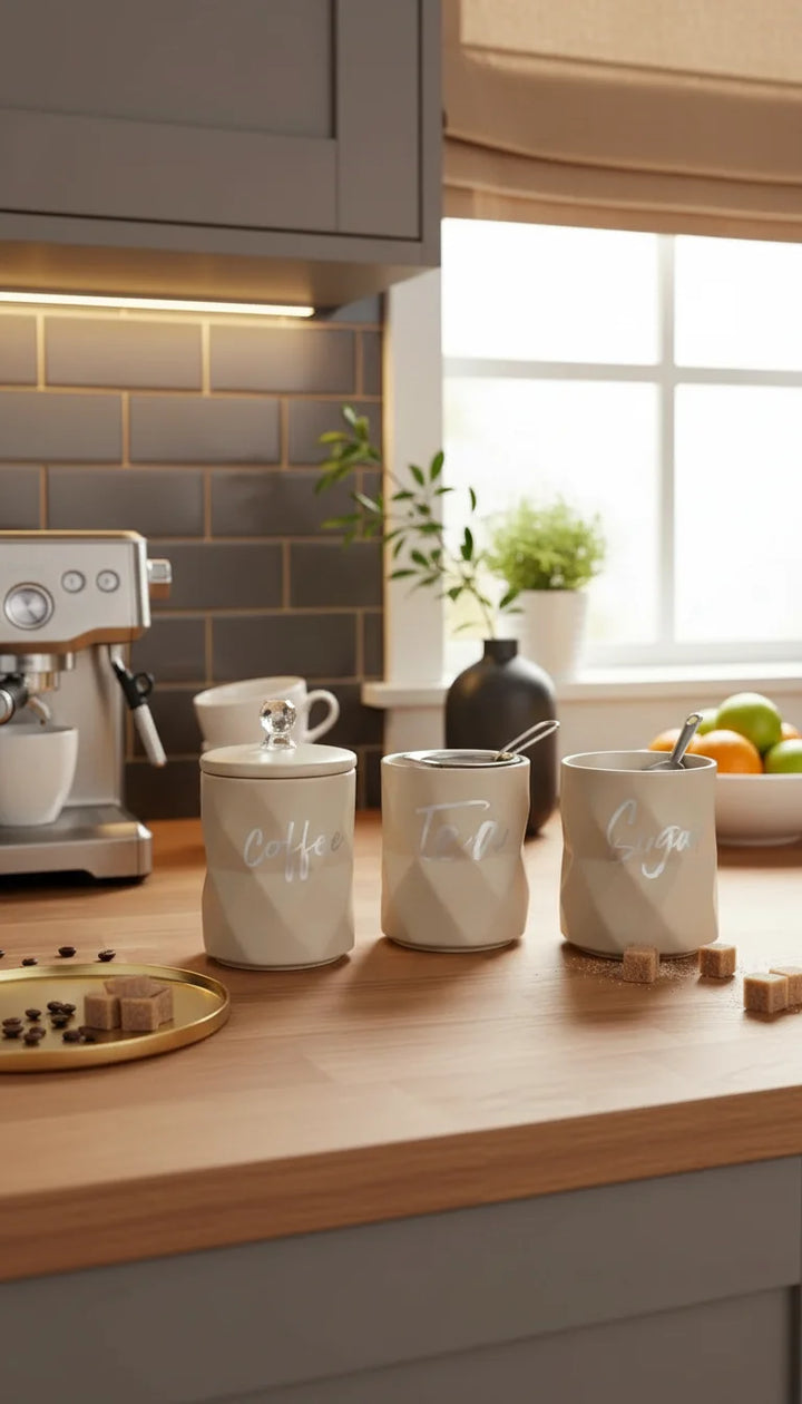 Grey Ceramic Canister Set – Sparkle Decors