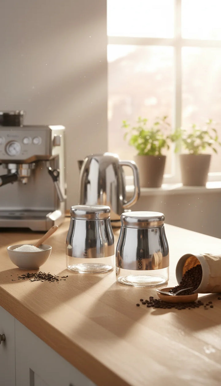 Vintage Pastel Tea, Coffee and Sugar Containers - Sparkle Decors