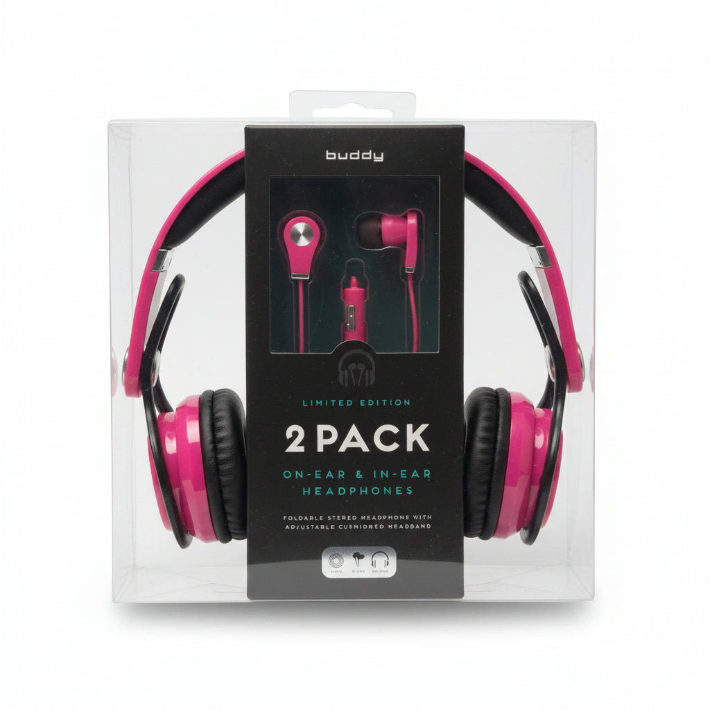 Wired Headset Red Pink Set