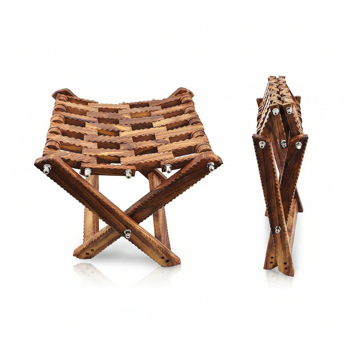 Wooden folding stool compact design