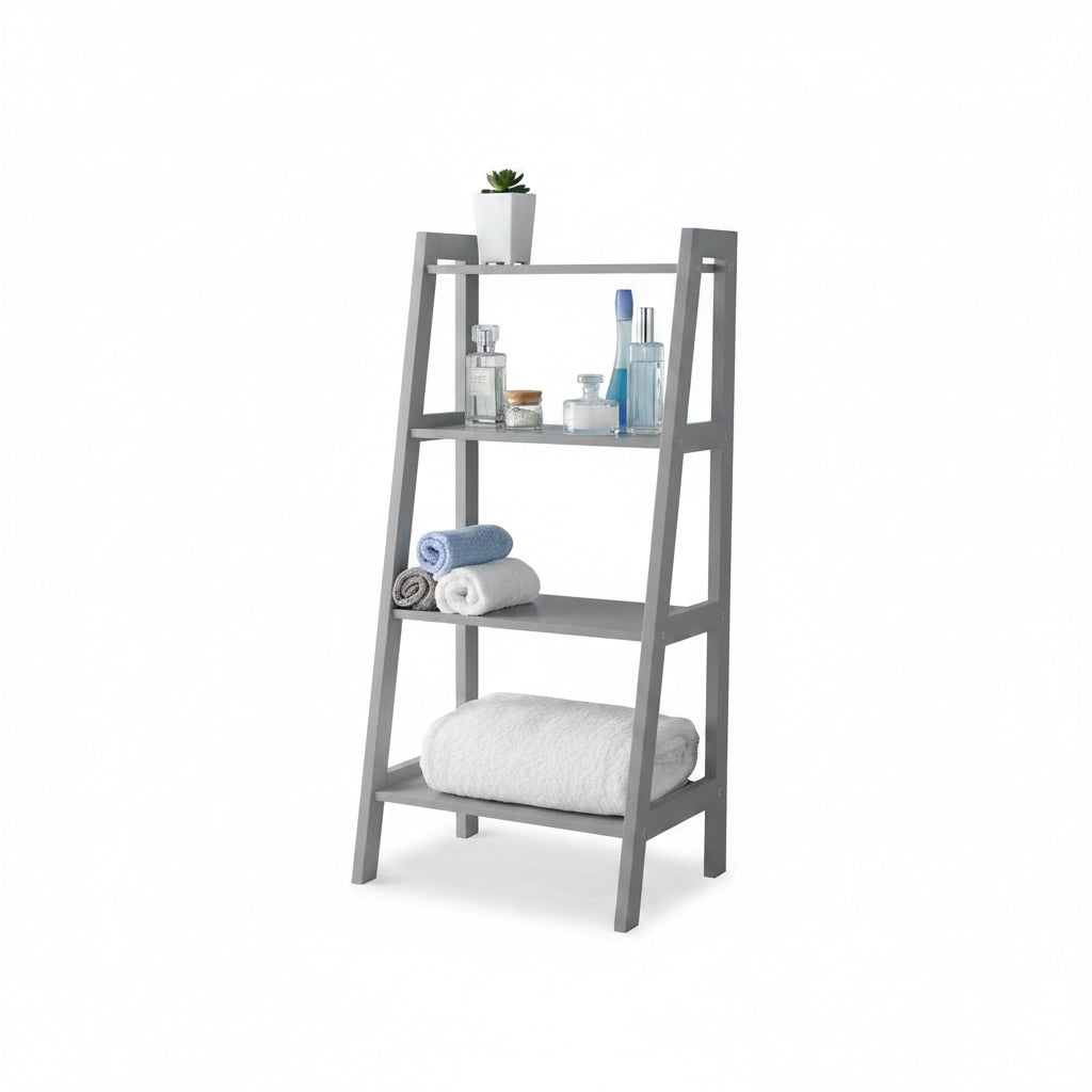 Wooden ladder shelf unit storage design