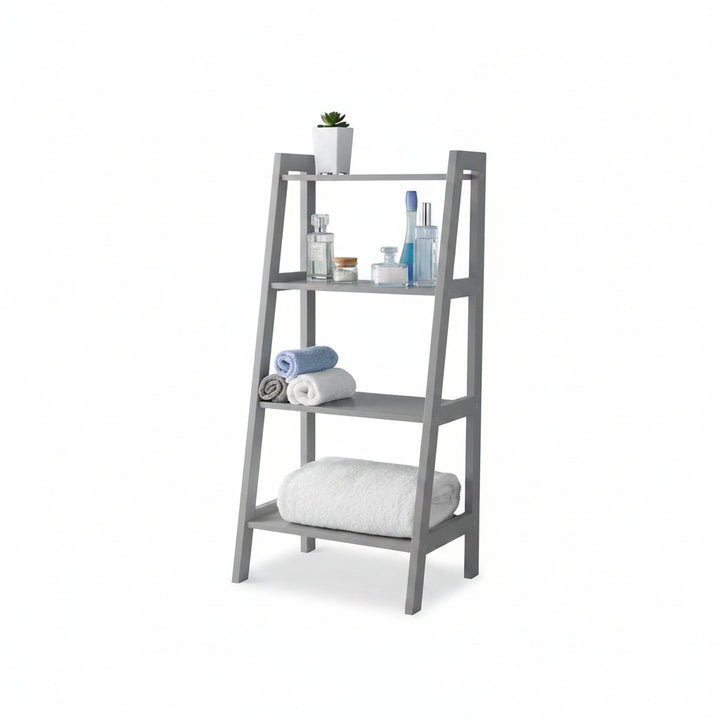 Wooden ladder shelf unit storage design