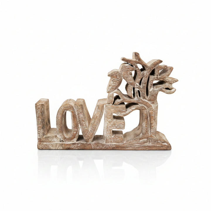 Wooden love with tree ornament