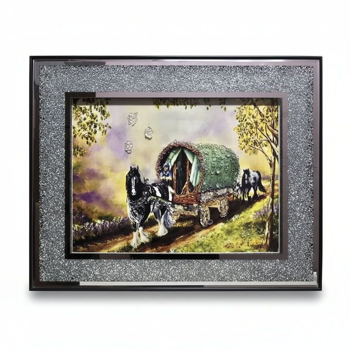 XL crushed diamond horse wagon wall art 1 horse