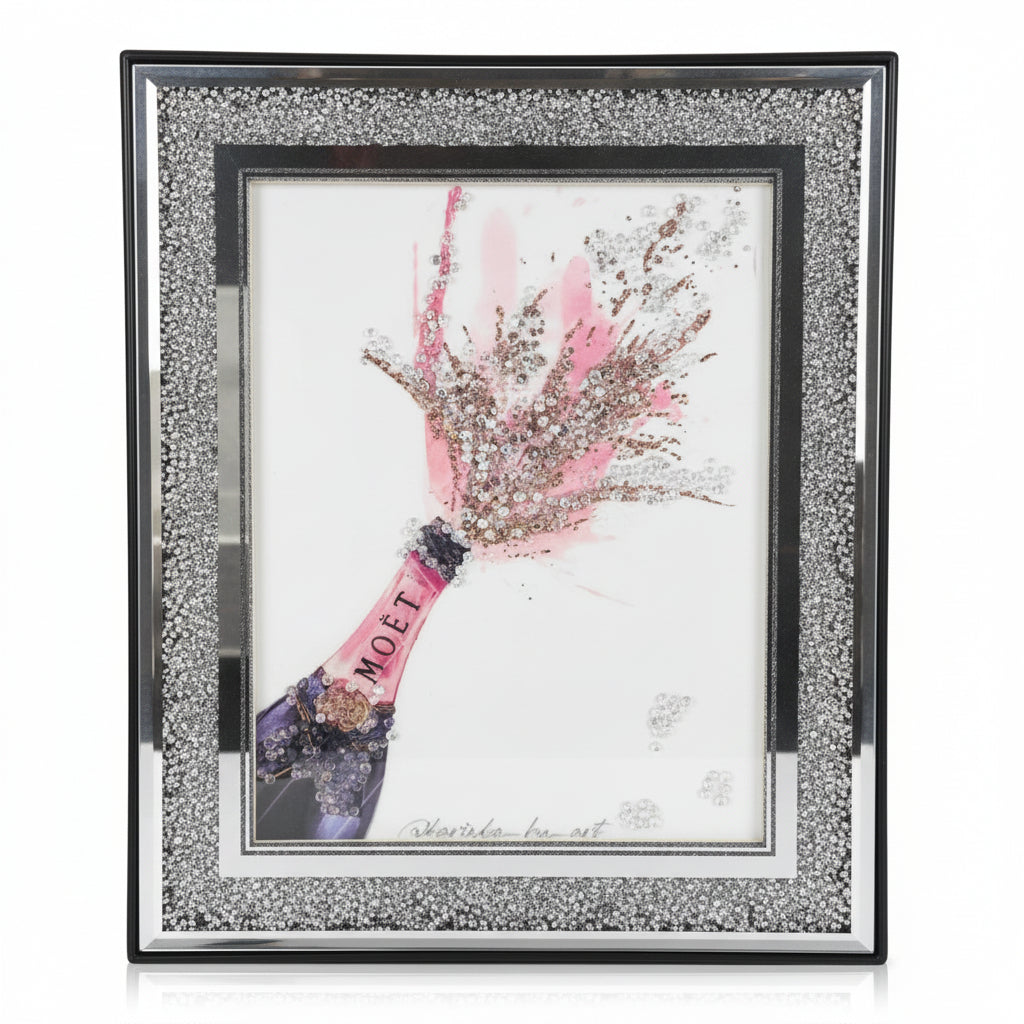 XL crushed diamond horse wagon wall art Moet bottle