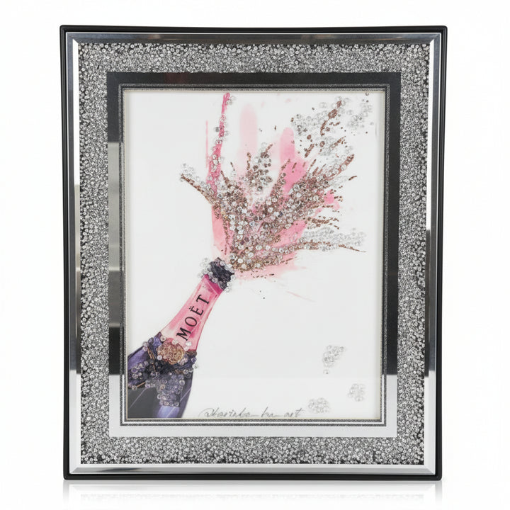 XL crushed diamond horse wagon wall art Moet bottle