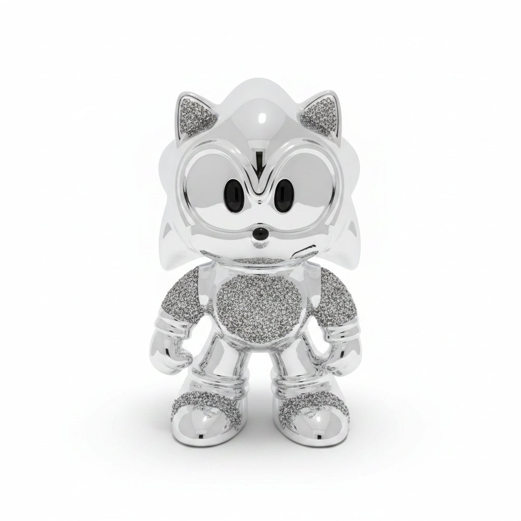 XL crushed diamond silver Sonic ceramic ornament 35cm
