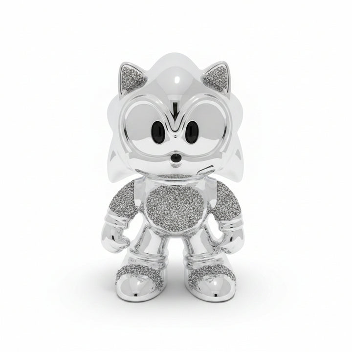 XL crushed diamond silver Sonic ceramic ornament 35cm