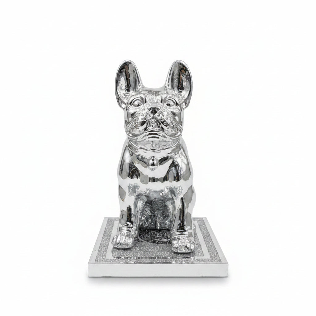 XXL American Bully sculpture gold & silver 60x40cm
