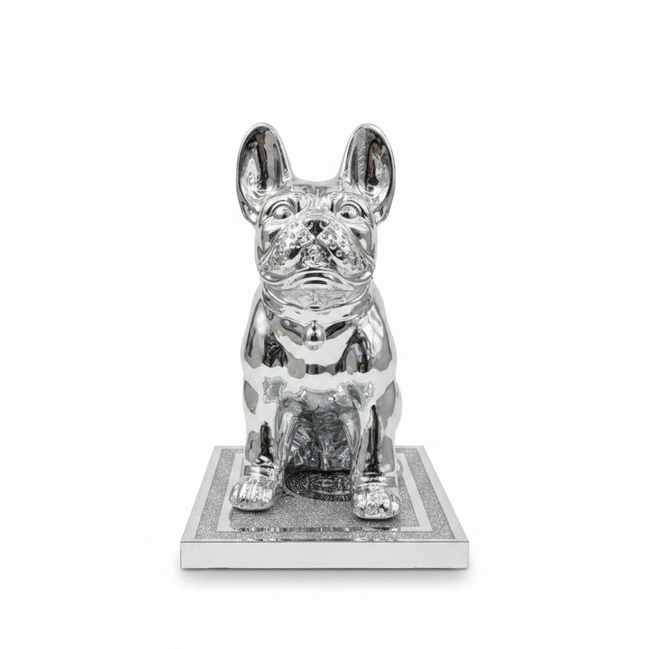 XXL American Bully sculpture gold & silver 60x40cm