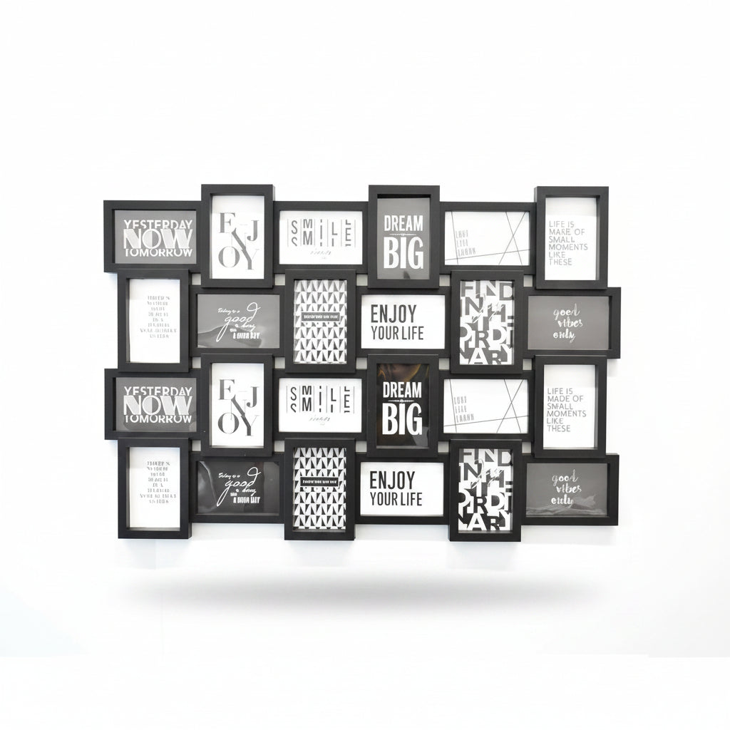 Zig-zag photo frame black 24 photos