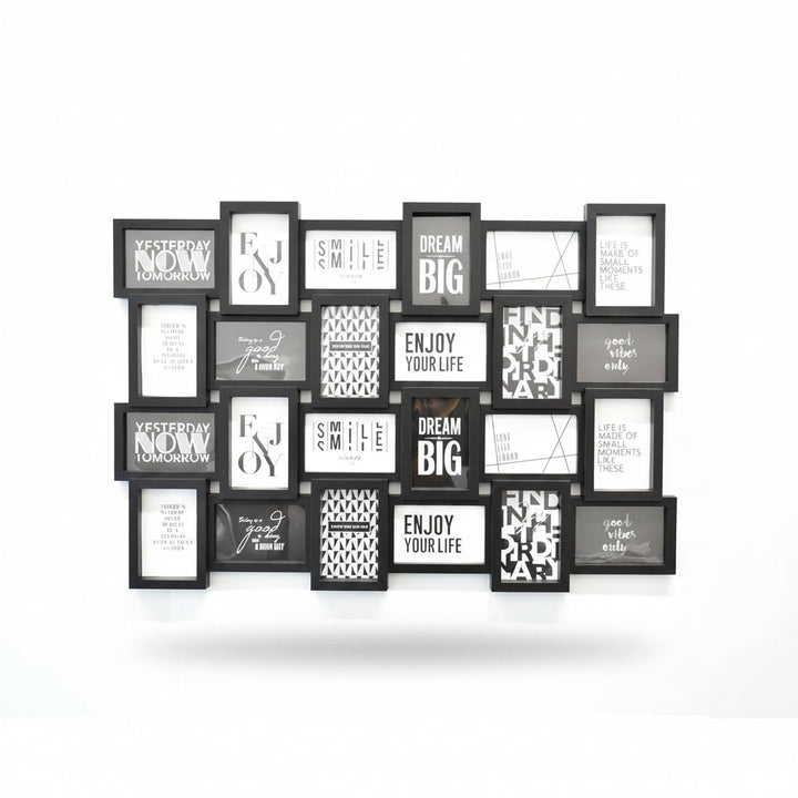 Zig-zag photo frame black 24 photos