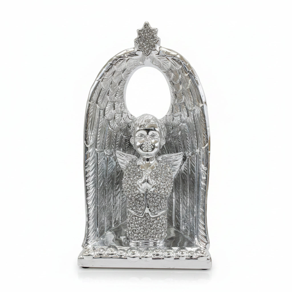 baby angel crushed diamond wings silver ornament