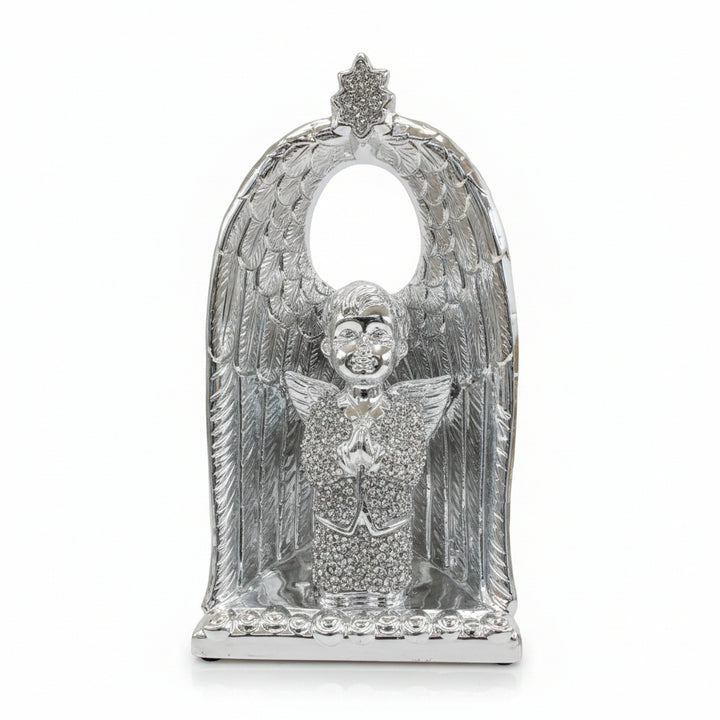 baby angel crushed diamond wings silver ornament