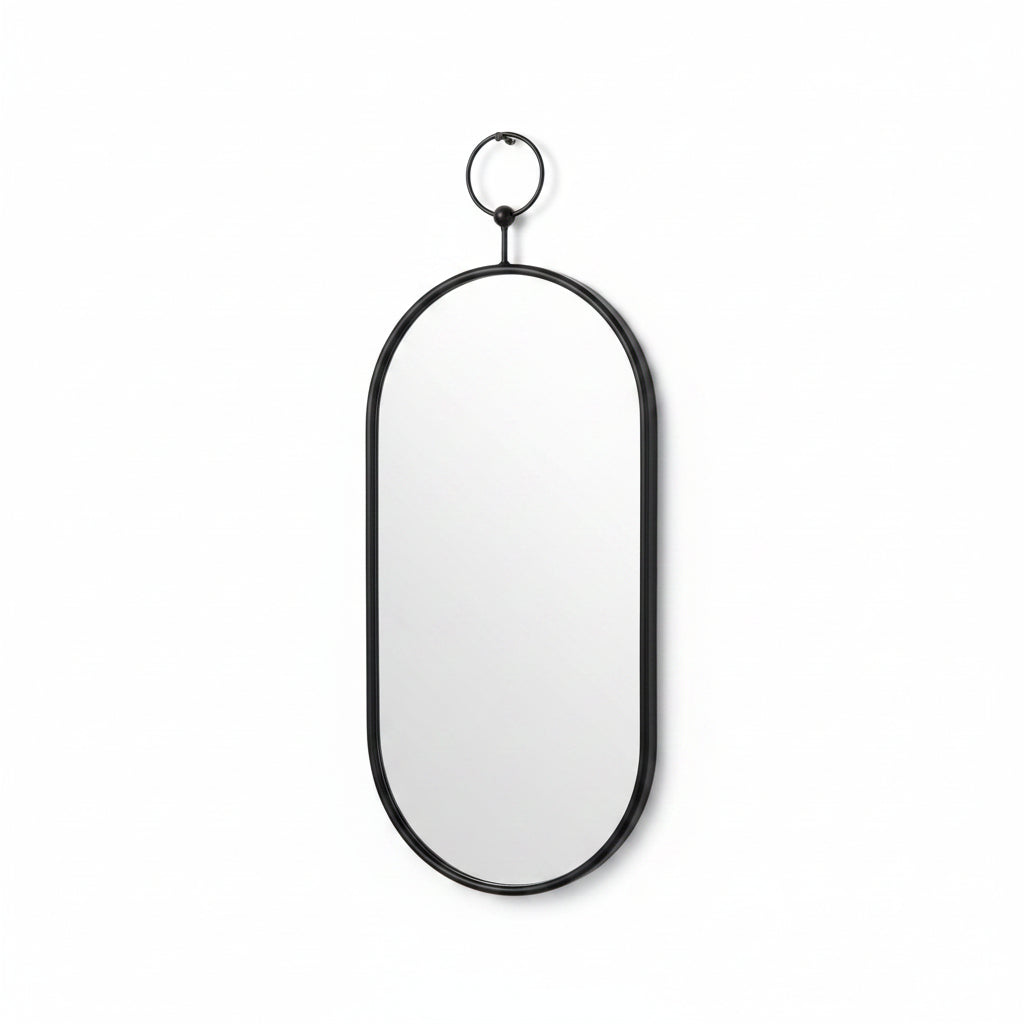 black hanging wall mirror modern hallway decor