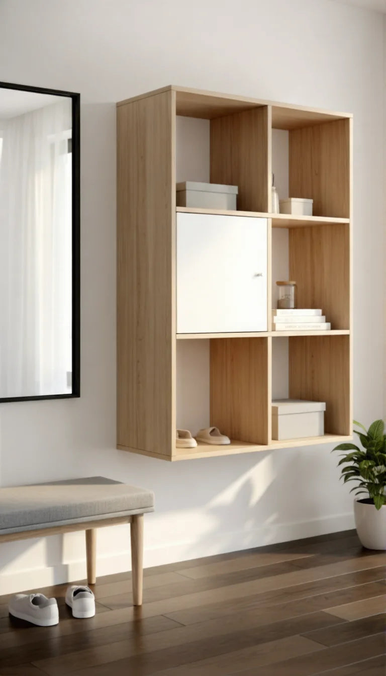 Square Storage Cube Insert with Door – White Modular Shelf Cabinet Unit