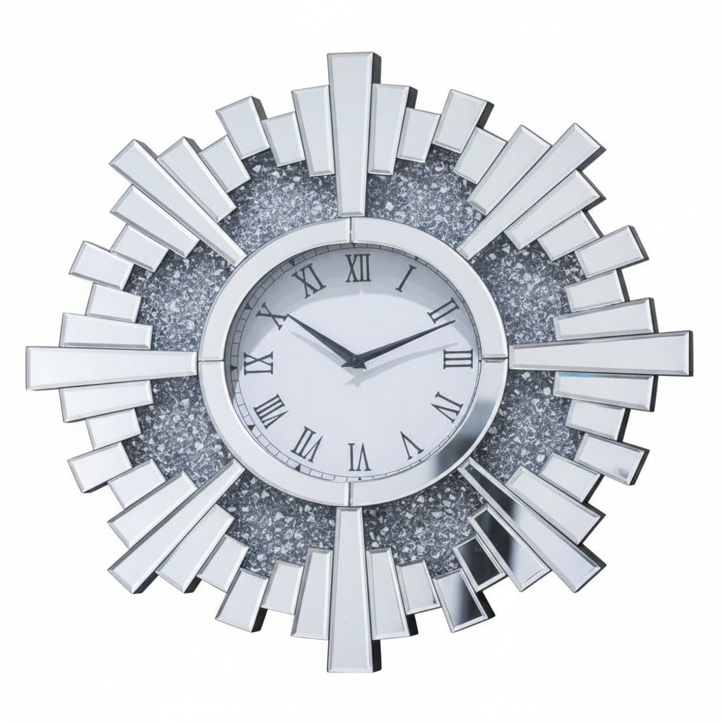 crushed crystal sunburst wall clock modern decor