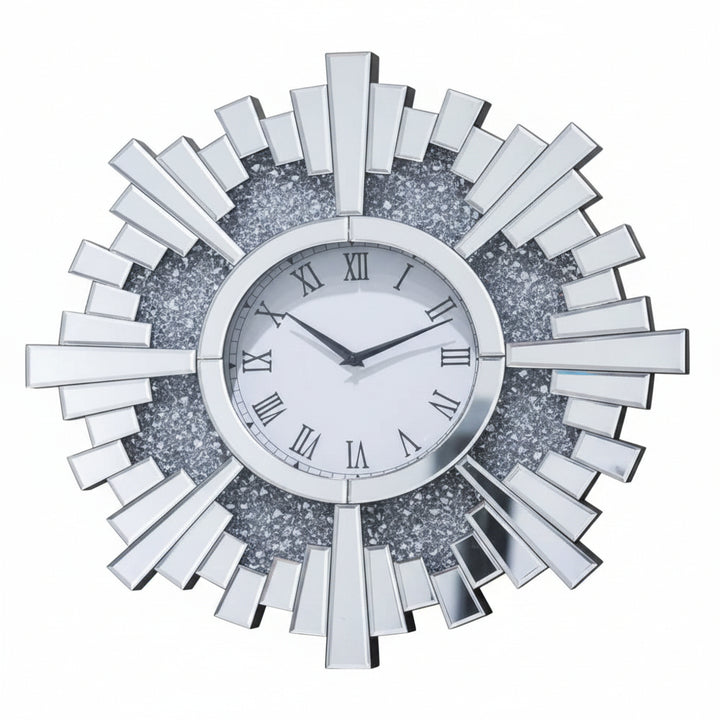 crushed crystal sunburst wall clock modern decor
