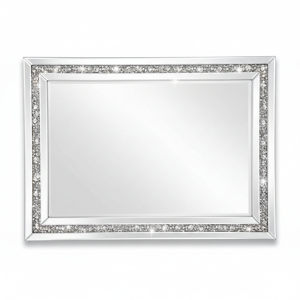 crushed diamond crystal wall mirror silver bevelled luxury décor