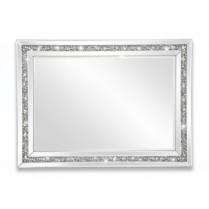 crushed diamond crystal wall mirror silver bevelled luxury décor