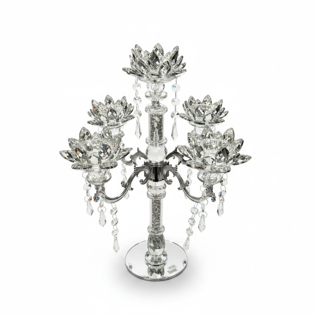 Decorative crystal candelabra on a white background