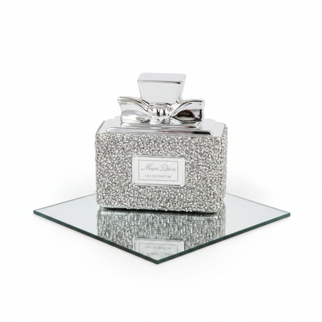 crushed diamond perfume bottle ornament silver home decor