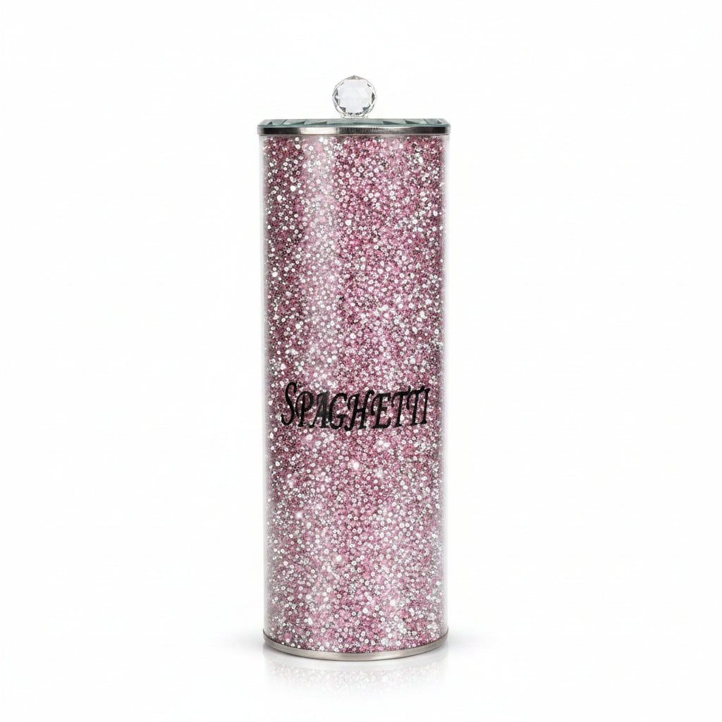 crushed diamond spaghetti jar pink silver kitchen storage