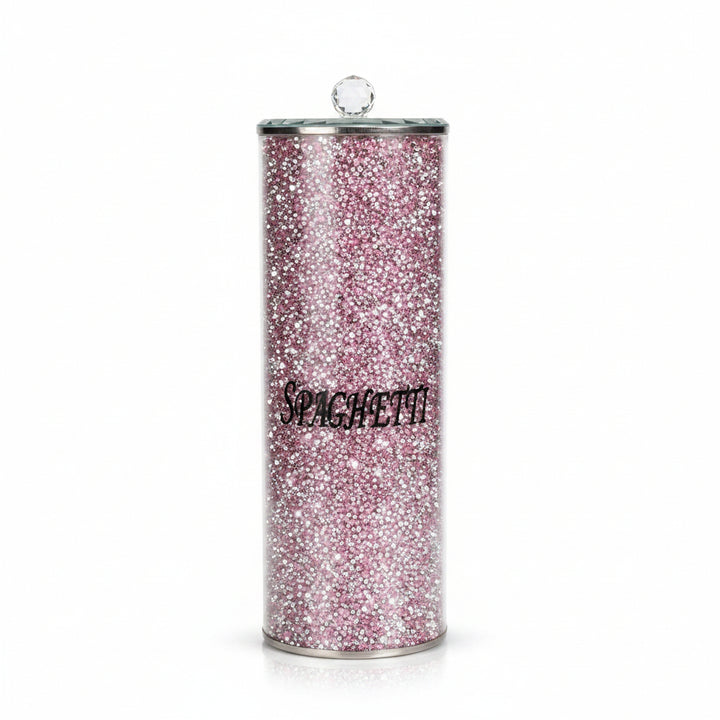 crushed diamond spaghetti jar pink silver kitchen storage