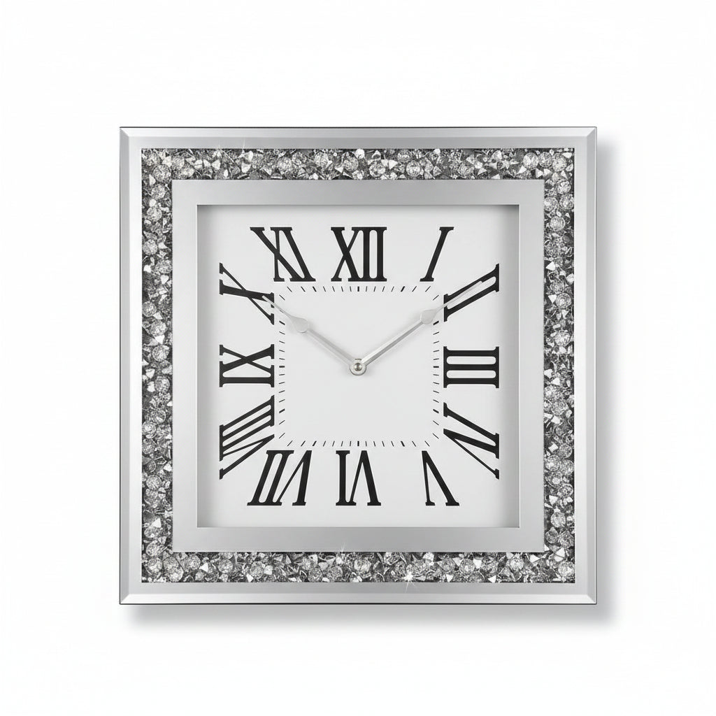 diamante roman numeral mirrored wall clock living room decor