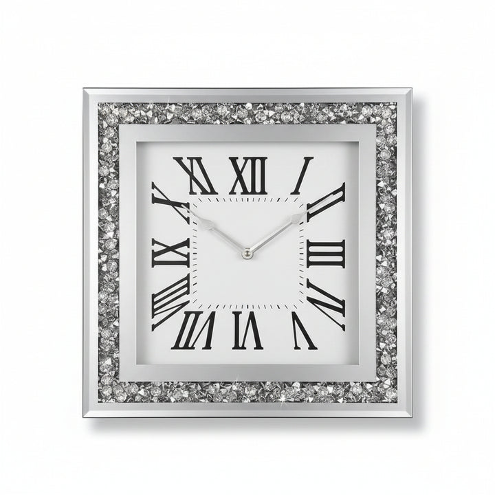diamante roman numeral mirrored wall clock living room decor