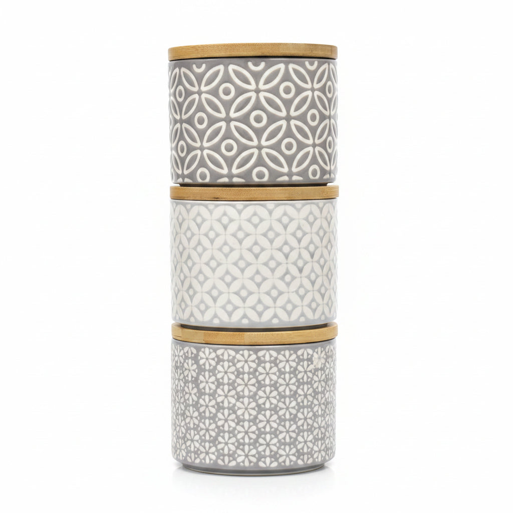 embossed ceramic canister set decor
